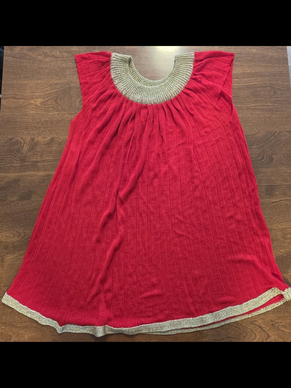 Unique Collection Red Knit Top with Metallic Trim